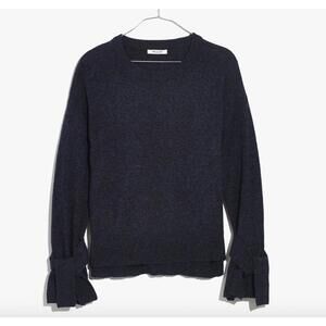 Madewell Navy Marled Baltic Tie-Cuff Pullover Sweater - Size - Small
